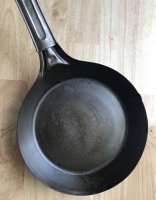 found my second cold handle pan! there's not too much info on these online,  but they're super thin CS and great for camping! : r/carbonsteel