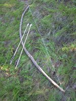 Primitive Survival Bow Build for Bowfishing  Barbwire Wrapped Arrow, Wire  Hooks, Gorge Hooks 