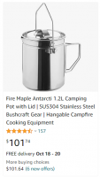 FIRE-MAPLE Antarcti 1.2L Stainless Steel Pot with Steam Tray