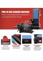 Bucktool Combo 2 x 42 Belt Sander 6 Bench Grinder, Knife Sharpener with  Large Work Table BG2600 Upgraded Model