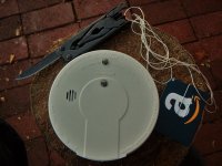 Trip wire alarm made with smoke detector